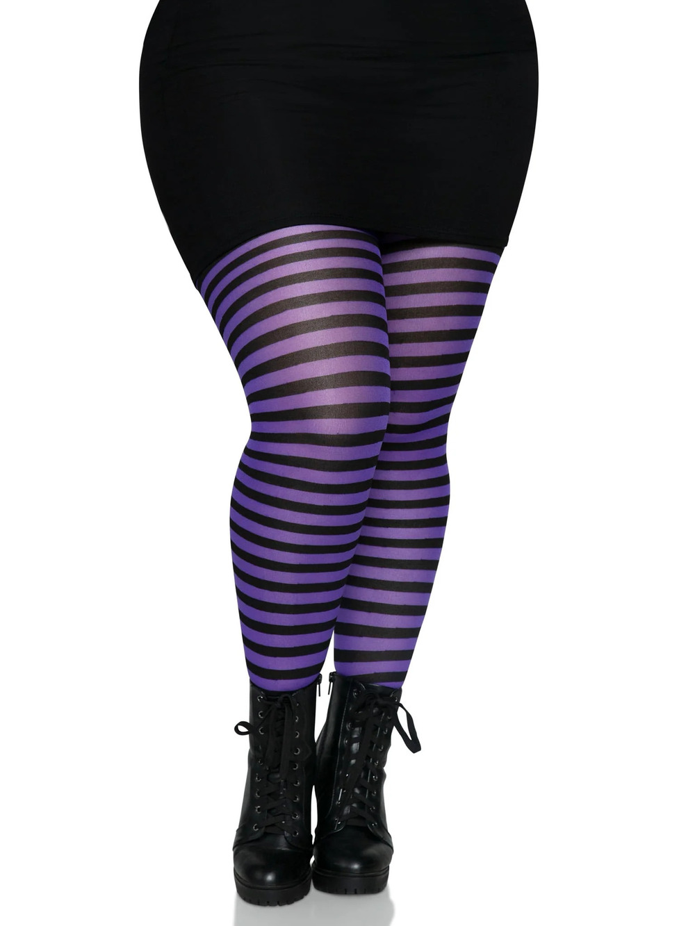 Leg Avenue - Jada Striped Women's Tights - BLACK/PURPLE